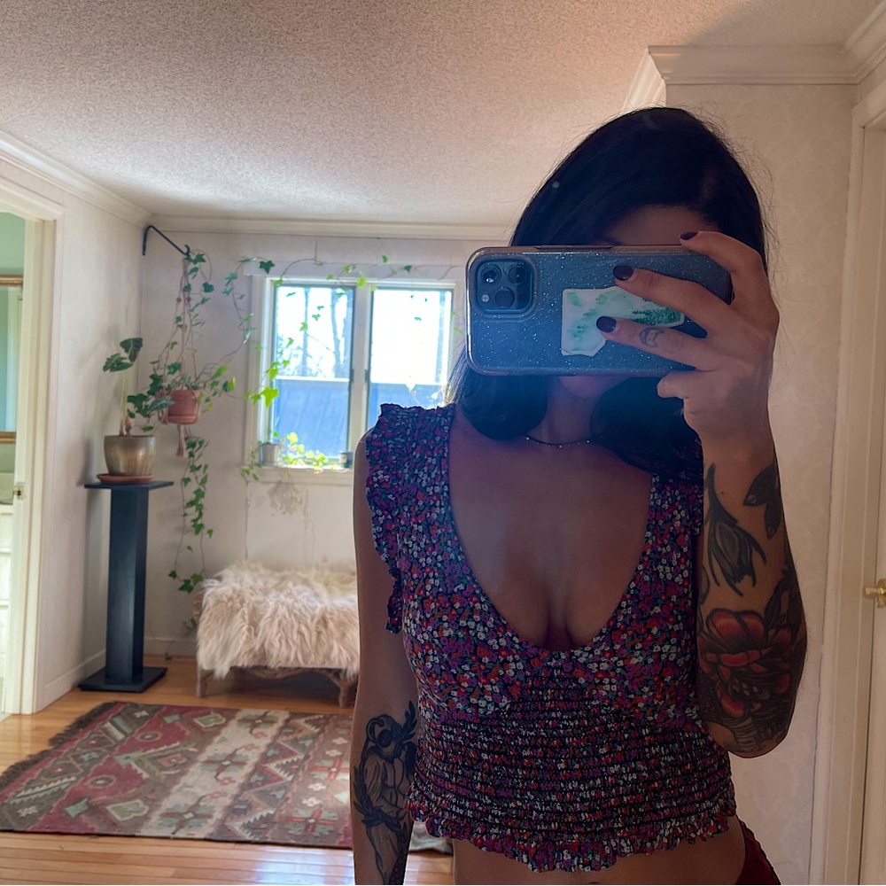 Patrons of peace floral crop top